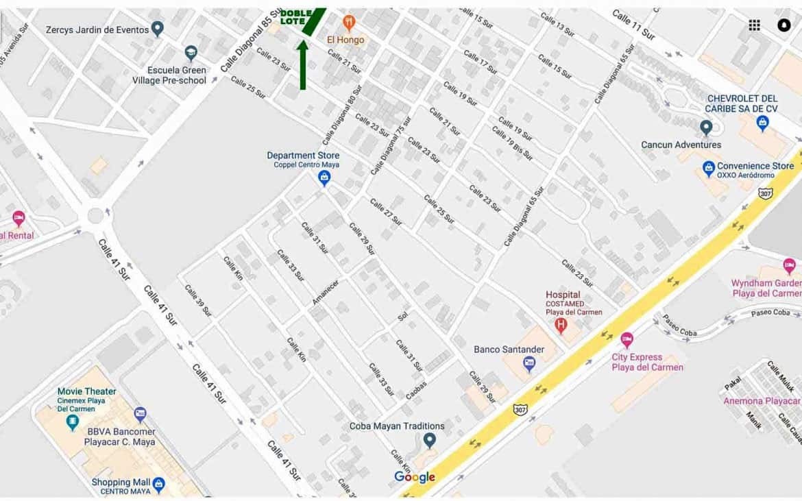 Map Playa del Carmen Sur