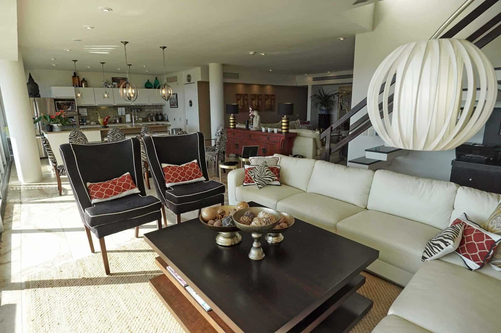 Magia Penthouse living on 2 levels with 2 cozy seating areas on the main level