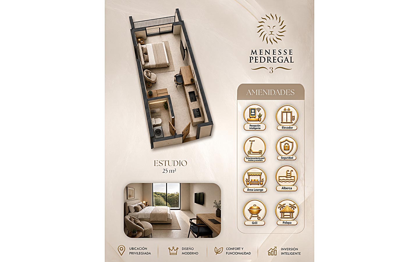 New condos. Economic. Location attractive, yet not in the middle of tourism!