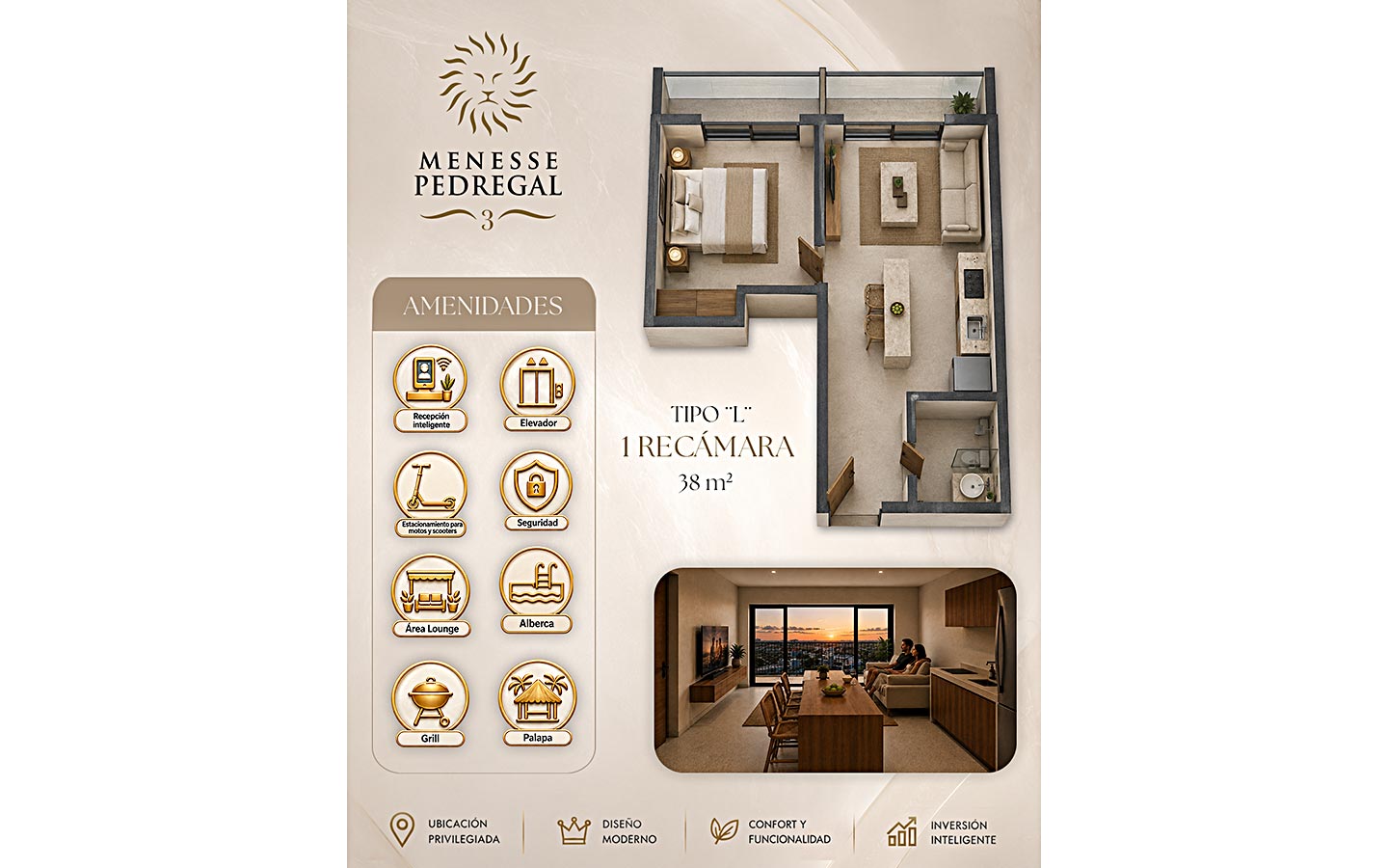 New condos. Economic. Location attractive, yet not in the middle of tourism!